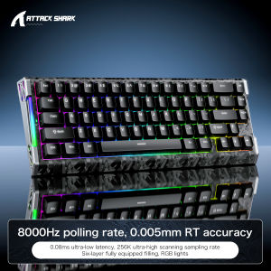 ATTACK SHARK | ATTACK SHARK R68 HE Gaming Wire Keyboard 8000Hz Carbon Fiber Quick Trigger Magnetic Hall Effect RGB for Windows and Mac System