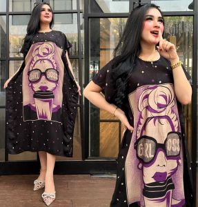 Daster Lowo Jumbo Motif Girl Boss Daster Lowo Busui Terbaru Resleting Depan Bahan Rayon