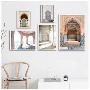 BILIBILI | Hassan II Mosque Canvas Painting Morocco Architecture Poster Travel Landscape Print Islamic Wall Art Picture Home Decoration