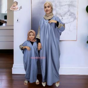 Gamis Ibu Anak Perempuan 1-12thn Dress Melia Kaftan List Renda Polos Lebaran 2024 terbaru