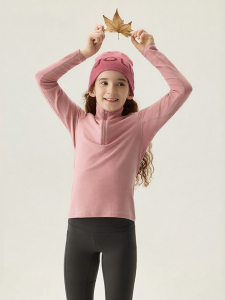 JOLLY BEAN | Autumn Winter Girls Running Top Merino Silk Half Zip
