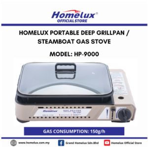 HOMELUX PORTABLE DEEP GRILLPAN AND STEAMBOAT GAS STOVE / COOKER HP-9000 GRILL PAN POT PORTABLE BUTANE GAS COOKER STOVE TEPANYAKI DAPUR GAS for Camping Hiking Picnic