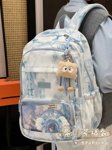 กระเป๋าเป้สะพายหลังผ้ากำมะหยี่สไตล์จีนใหม่สำหรับนักเรียนมัธยมปลาย ความจุขนาดใหญ่ กระเป๋าเดินทางแบบลำลอง กระเป๋าสะพายไหล่แบบสองข้าง