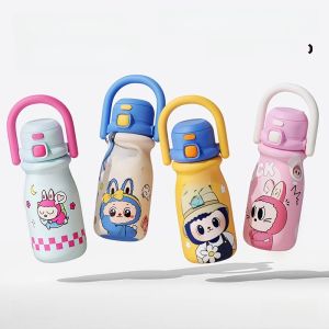 Childrens Thermal Cup Straw Water Bottle School Specialty Female High Aesthetic Value Water Pot Qigu Tang Stainless Steel