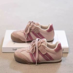 Leather Childrens Running Shoes Breathable Casual Sneakers for Girls Autumn New Style Comfortable Low Top Anti-Slip Rubber Sole