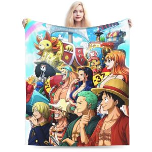 Bandai | Flannel Blanket One Piece Anime Fuzzy Throw Fashion Blanket All Seasons  Air Conditioning Personalised Warm Soft Bedspread