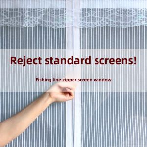 Zipper Fish Thread Silk Voile Anti-Mosquito Car Window Shade Velcro Screen Window Self-Adhesive For Home Self-Installed Screen Door Curtain Customized Door Curtain