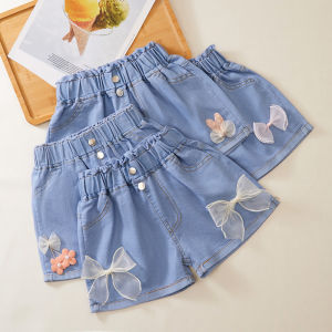 Girls Loose Fit Denim Shorts Summer New Style Thin Outerwear Baby Clothes mid Waist Cotton Blend Breathable Short Pants
