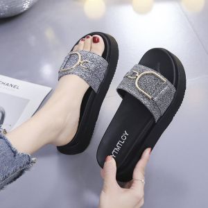 Womens Flat Thick Bottom Slippers Summer Fashionable Korean Style Outdoor Wearable Platform Sandals Trendy Ins Flat Bottom Clogs