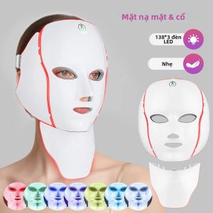 foreverlily | 7 Màu Đèn LED Mặt Nạ Có Cổ LED Liệu Pháp Ánh Sáng Mặt Nạ Trẻ Hóa Da Chống Mụn Làm Đẹp Thiết Bị Mặt Nâng Chắc Chắn máy Mát Xa