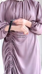 Vannya Dres Satin Serut Depan Baju Gamis Bridesmaid Duyung Kekinian up to JUMBO XXL