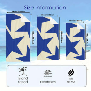 Bauhaus Blue Beige Geo Beach Towels Ultra Lightweight Quick Drying Super Absorbent Summer Essential Fast-Drying Towel for Beach