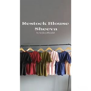 Key - 0648 SHEEVA Top Size XL / Atasan Wanita Blouse Simple Pinggang Karet Moscrepe Halus