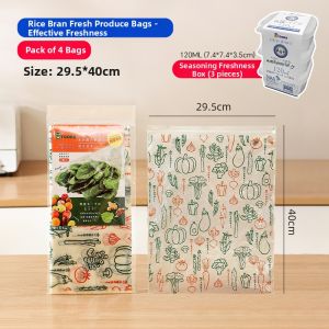 TAFUMAN | Antibacterial Rice Bran Vegetable Freshness Bag Food-Grade Sealed Bag