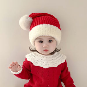Mũ Trang Trí Giáng Sinh Mùa Đông Cho Bé Gái Màu Đỏ Phong Cách Tươi Mới Không Có Viền Mũ Vỏ Ngoài Bằng Vải Khác Trung Quốc Đại Lục