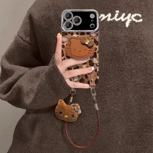 LeLangDe KT Leopard Pattern Phone Case for OnePlus Ace5 Ace13t 1Plus11 Ace3Pro Female Version Speed Competition Edition with Lanyard Stand