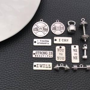 Mặt Dây Chuyền Dụng Cụ Thể Thao Cổ Điển Màu Bạc 10/13 Chiếc Hợp Kim Hình Tạ Dùng Làm Đồ Trang Sức Tự Làm Phụ Kiện Thời Trang Thể Thao