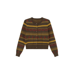 Retro Fair Isle Color Block Soft Womens Cardigan