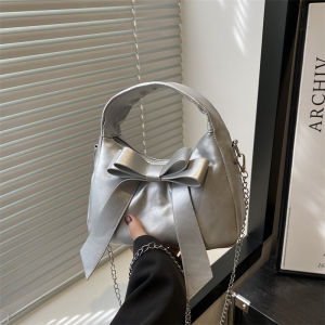 Túi Đeo Chéo Nữ Thời Trang Xuân Hè 2025 Túi Đeo Vai Dây Xích Nhỏ Gọn Có Nơ Túi Xách Tay Mềm Mại Có Khóa Kéo