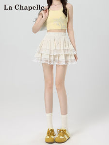 Summer Thin High Waist Halter A-Line Piano Skirts Layered Lace And Pleated Women Dresses Tea-Center Cake-shaped Short Skirts