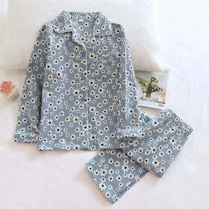Childrens Spring Autumn Pure Cotton Flannel Sleepwear Set Long Sleeve Long Pants Flocking Printing Cartoon Cute Home Clothes