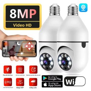 Camera Bóng Đèn Thông Minh WiFi 8MP E27 Trong Nhà Zoom Kỹ Thuật Số 8x Phát Hiện Chuyển Động AI Tầm Nhìn Ban Đêm Màu Sắc Đầy Đủ Giám Sát Nhà Thông Minh Không Dây