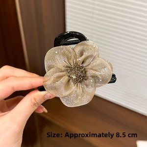 NING ZHOU | Lace Rhinestone Flowered Hair Clip for Back of Head