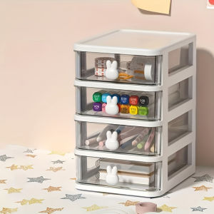 Little rabbit desktop storage and sorting box transparent drawer-style essential student dormitory cosmetic storage box