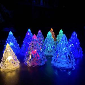 6*7.5cm Christmas Tree Crystal Night Light Multicolor Led Table Lamp for Bar Coffee Party Room Decoration