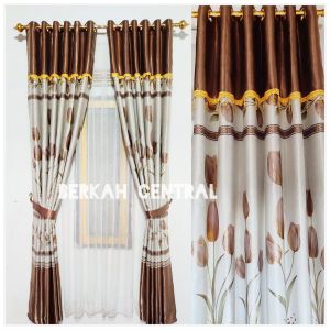 gorden poni tempel tirai jendela pintu blackout printing tebal napoleon tulip