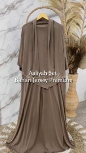 Aaliyah Set Abaya Hijab Polos Lengan Batwing Wudhu Friendly Jersey Premium by Medina Gallery