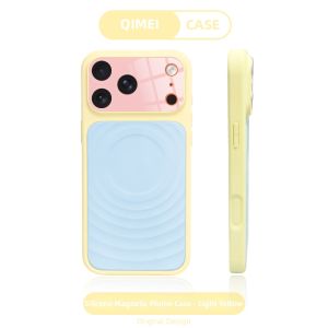 QI MEI. CASE | Cute Aesthetic Soft Pink-Blue Collision Color Large Window Full Body Protective Case Magnetic Wave Pattern