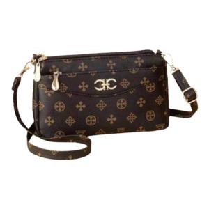 Leather Texture Single Shoulder Bag for Mom Shopping Street Style Multi-Layer Simple Crossbody Bag for Elderly Women