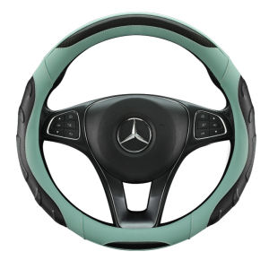Leather Car Steering Wheel Cover Breathble Non-slip Car Steering Wheel Cover Leather Universal Standard-Size 38cm/15 inch