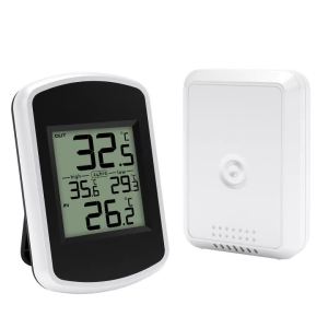 Wireless Thermometer Hygrometer High Precision LCD Display with Real-Time Monitoring and High/Low Records for Home Wine Cellar
