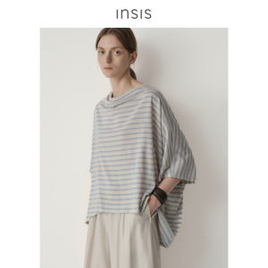 INSIS FEMME | Flax Summer Vintage Striped Irregular Hem Blouse