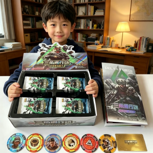 Hai Yao Era | Crystal Chip Thick Round Collection Cards for Childrens Games with Stamps Blind Box Gift