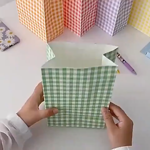 10pcs Plaid Kraft Paper Bags | Checkered Gift Packaging Bags Durable & Reusable Paper Bags