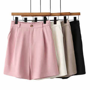 High-Waist Casual Shorts for Plus Size Women Summer 2023 New Style Loose Fit Polyester Fiber Mid-Length Trousers