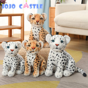 JOJO CASTLE Simulation Plush 28/32cm Lifelike Tiger Leopard Plush Toys Stuffed Soft Wild Animal Doll Snow Panther White Tiger Pillow Children Kids Birthday Gift