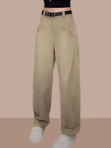 High Waist Wide Leg Workwear Pants plus Size Womens Fashion Pear Shape Slimming Shorties Banana Style Spring Autumn New Arrival