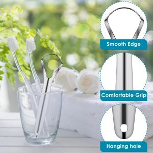 1/2PCS Adult Tongue Scraper Remover Halitosis Tongue Coating Oral Care Tongue Scraping Brush Stainless Steel Oral Cleaner Tools