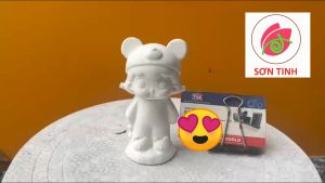 Tượng thạch cao tô màu Em Bé Dễ Thương cầm gấu 11cm C33 (Không kèm màu) trò chơi trẻ em