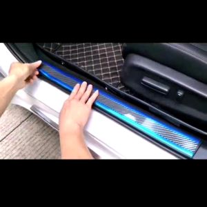 6D Car Carbon Fiber Lining Door Step Rubber Styling Door Sill Sticker Anti Scratch Sill Plate Protector Edge Guard