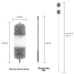 EELHOE | Chổi Lau Bụi Sợi Microfiber Có Thể Kéo Dài 280CM Với Đầu Linh Hoạt Cán Dài Dụng Cụ Vệ Sinh Nhà Cửa Dùng Cho Trần Nhà Khung Cửa Sổ Có Thể Giặt Được