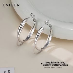 Lnieer | S925 Silver Large Round Earrings