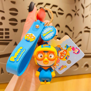 Authentic Pororo Little Penguin Cartoon Key Button Cute Fox Frog Couple Schoolbag Pendant Creative Gift