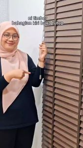 6.5 FEET(W) x 5 / 6 FEET (H) Tirai Kayu Putih/Timber Blind 100% Basswood/Kayu Asli Dengan Pita Hitam Modern Ala Venetian langsir raya