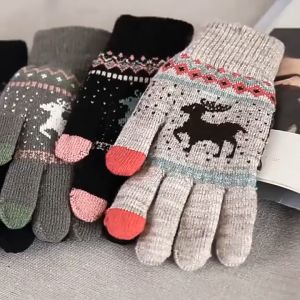 ALENADAY - Sarung Tangan Wanita TouchScreen Tebal Hangat Anti Slip Bahan Rajut GayaKorea SRG13