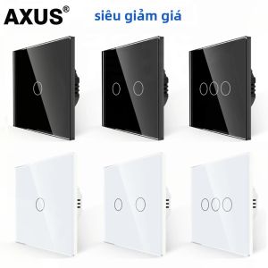 AXUS EU Công Tắc Cảm Ứng LED Công Suất 1/2/3 Gang Pha Lê Kính Panel Đèn Tường Cảm Biến Ánh Sáng Công Tắc AC100-240V Interrupteur